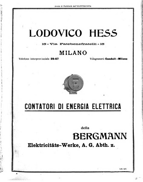 L'elettricista rivista mensile di elettrotecnica