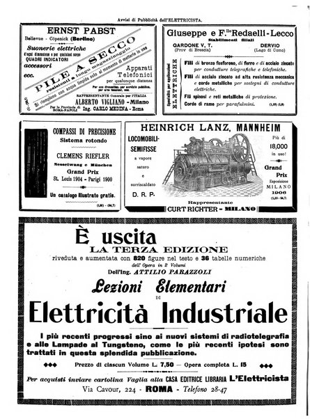 L'elettricista rivista mensile di elettrotecnica