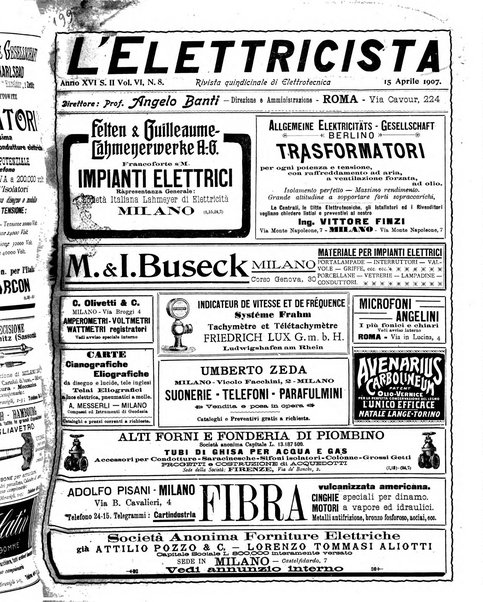 L'elettricista rivista mensile di elettrotecnica