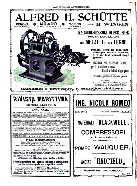 L'elettricista rivista mensile di elettrotecnica