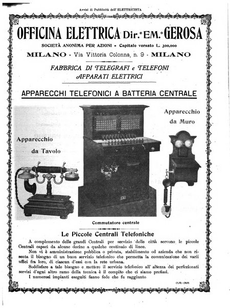 L'elettricista rivista mensile di elettrotecnica