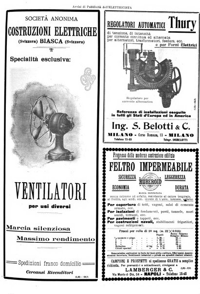 L'elettricista rivista mensile di elettrotecnica