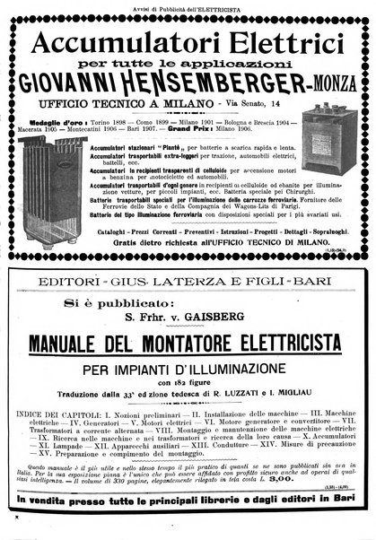 L'elettricista rivista mensile di elettrotecnica