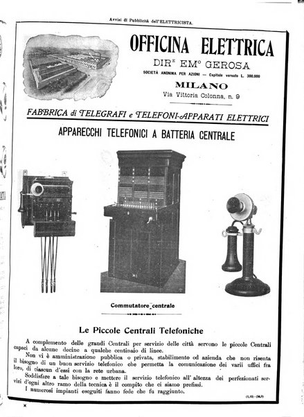 L'elettricista rivista mensile di elettrotecnica