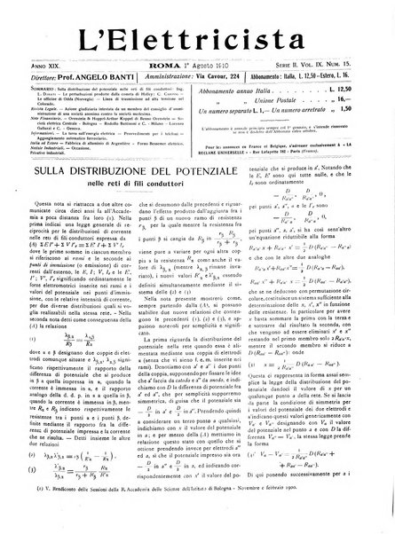 L'elettricista rivista mensile di elettrotecnica