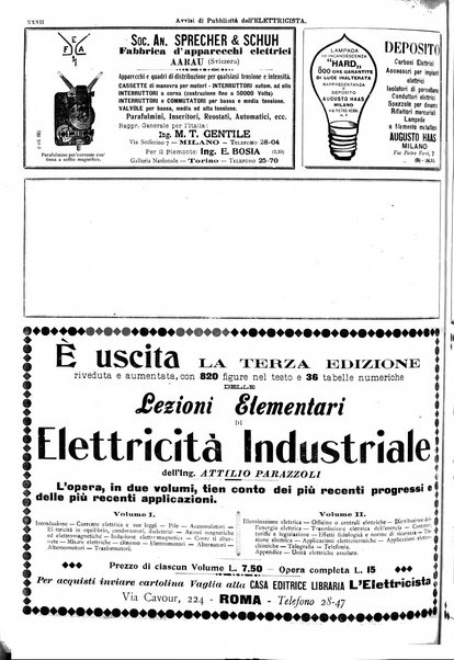 L'elettricista rivista mensile di elettrotecnica