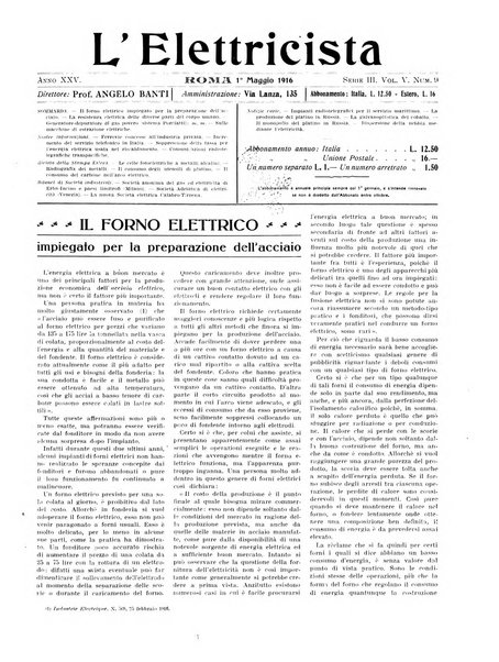 L'elettricista rivista mensile di elettrotecnica