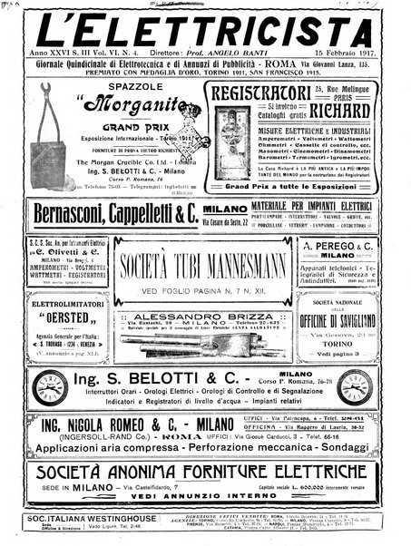 L'elettricista rivista mensile di elettrotecnica