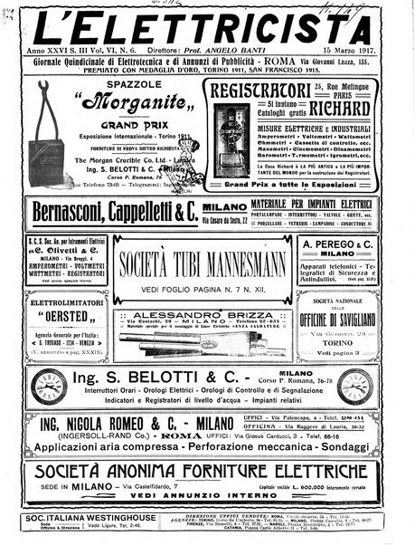 L'elettricista rivista mensile di elettrotecnica