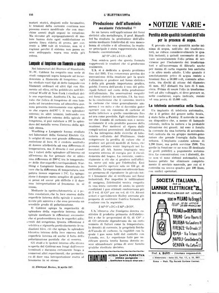 L'elettricista rivista mensile di elettrotecnica