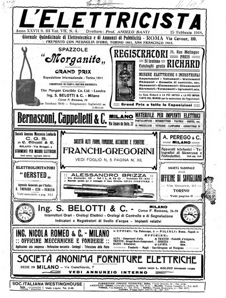 L'elettricista rivista mensile di elettrotecnica