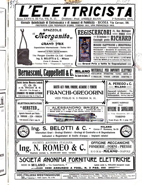 L'elettricista rivista mensile di elettrotecnica