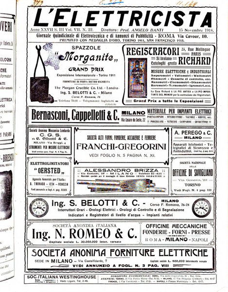 L'elettricista rivista mensile di elettrotecnica