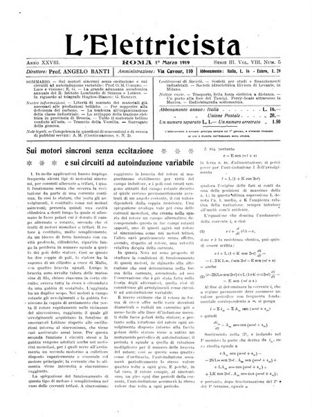 L'elettricista rivista mensile di elettrotecnica