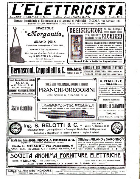 L'elettricista rivista mensile di elettrotecnica