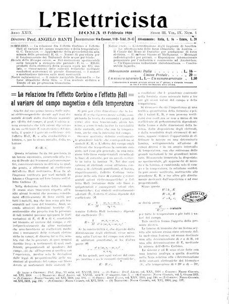 L'elettricista rivista mensile di elettrotecnica