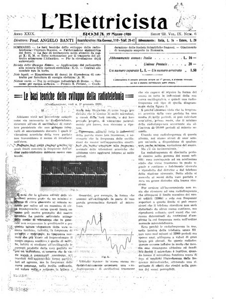 L'elettricista rivista mensile di elettrotecnica