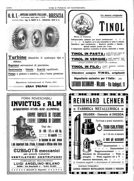 L'elettricista rivista mensile di elettrotecnica