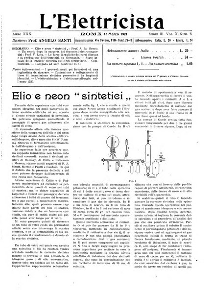 L'elettricista rivista mensile di elettrotecnica