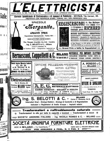 L'elettricista rivista mensile di elettrotecnica