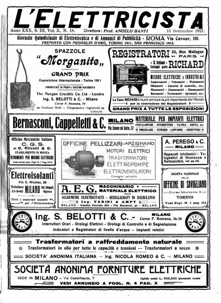 L'elettricista rivista mensile di elettrotecnica