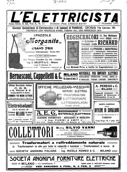 L'elettricista rivista mensile di elettrotecnica