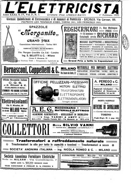 L'elettricista rivista mensile di elettrotecnica