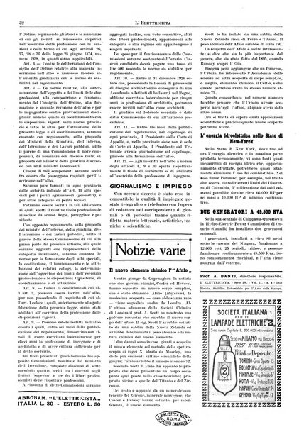 L'elettricista rivista mensile di elettrotecnica