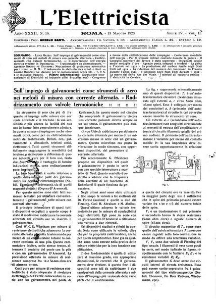 L'elettricista rivista mensile di elettrotecnica