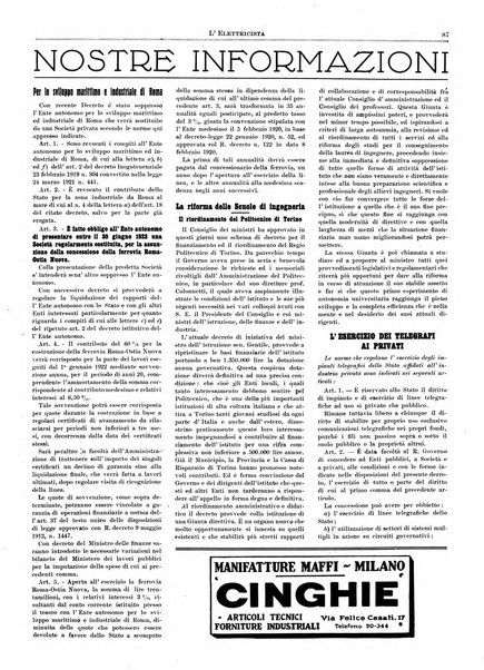 L'elettricista rivista mensile di elettrotecnica