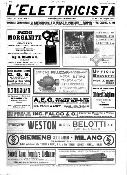 L'elettricista rivista mensile di elettrotecnica