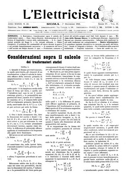 L'elettricista rivista mensile di elettrotecnica