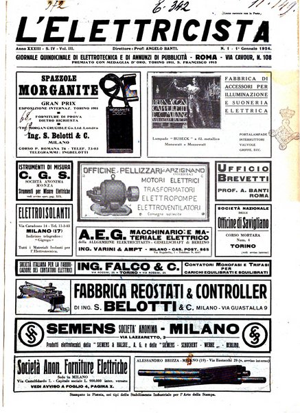 L'elettricista rivista mensile di elettrotecnica