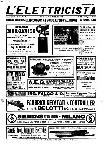 L'elettricista rivista mensile di elettrotecnica