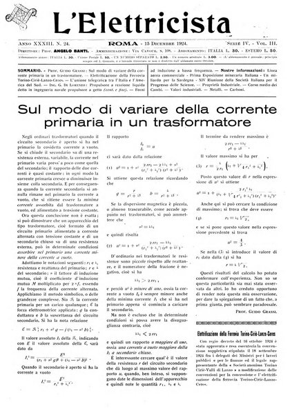 L'elettricista rivista mensile di elettrotecnica