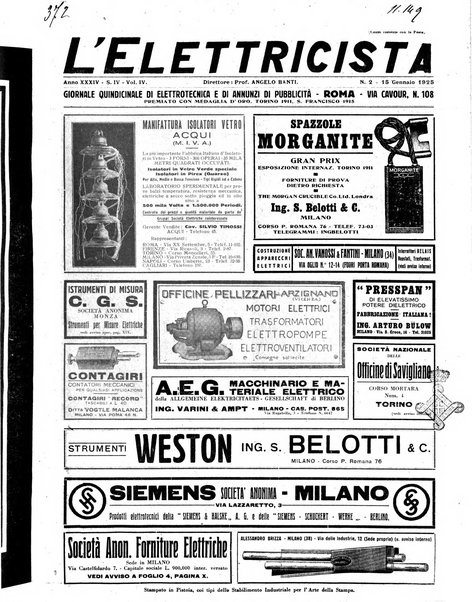 L'elettricista rivista mensile di elettrotecnica