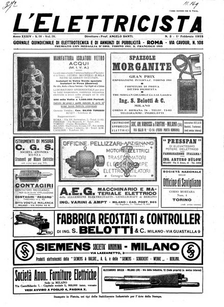 L'elettricista rivista mensile di elettrotecnica