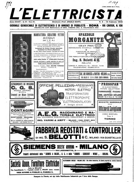 L'elettricista rivista mensile di elettrotecnica