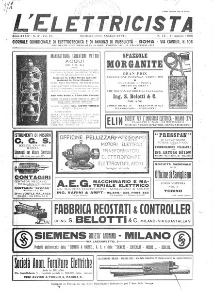 L'elettricista rivista mensile di elettrotecnica