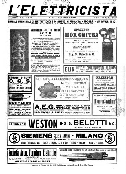 L'elettricista rivista mensile di elettrotecnica