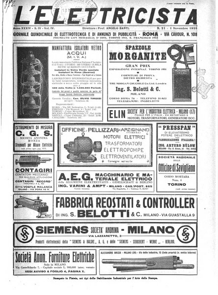 L'elettricista rivista mensile di elettrotecnica