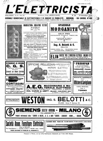 L'elettricista rivista mensile di elettrotecnica