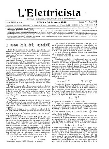 L'elettricista rivista mensile di elettrotecnica