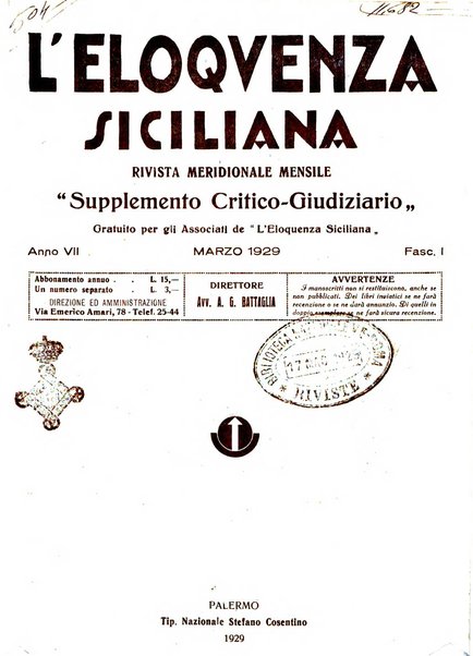 L'eloquenza siciliana rivista mensile