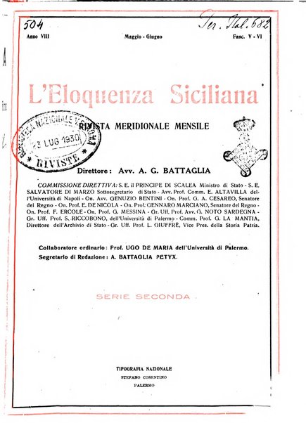 L'eloquenza siciliana rivista mensile