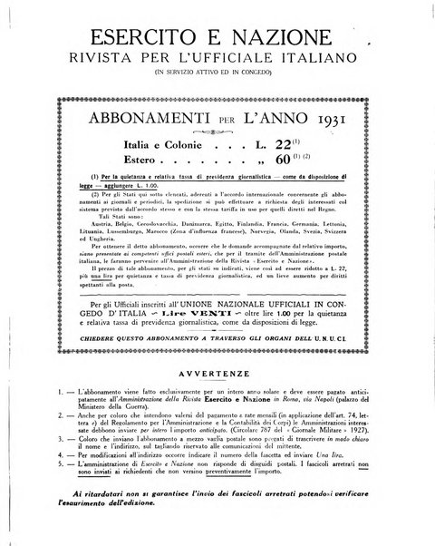 Esercito e nazione rivista per l'ufficiale italiano