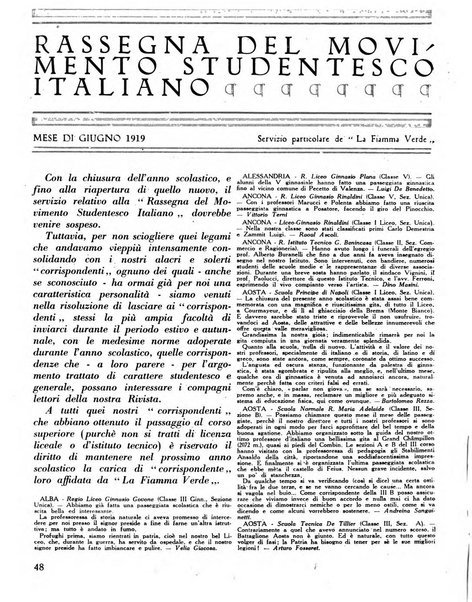 La fiamma verde rassegna mensile illustrata degli studenti di tutte le scuole medie d'Italia