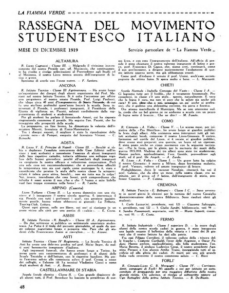 La fiamma verde rassegna mensile illustrata degli studenti di tutte le scuole medie d'Italia