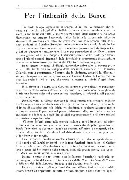 Finanza e industria italiana rassegna bimensile del movimento economico nazionale