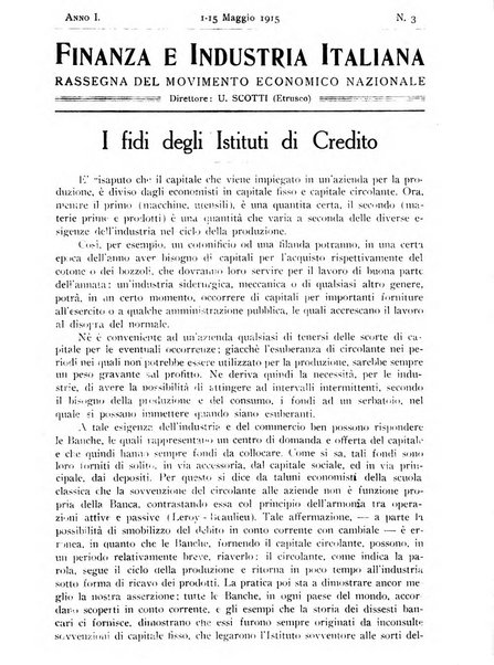 Finanza e industria italiana rassegna bimensile del movimento economico nazionale